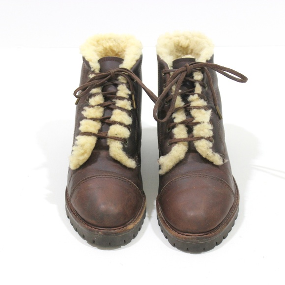 Ralph Lauren Shoes - Ralph Lauren Country Leather Shearling Ankle Boot